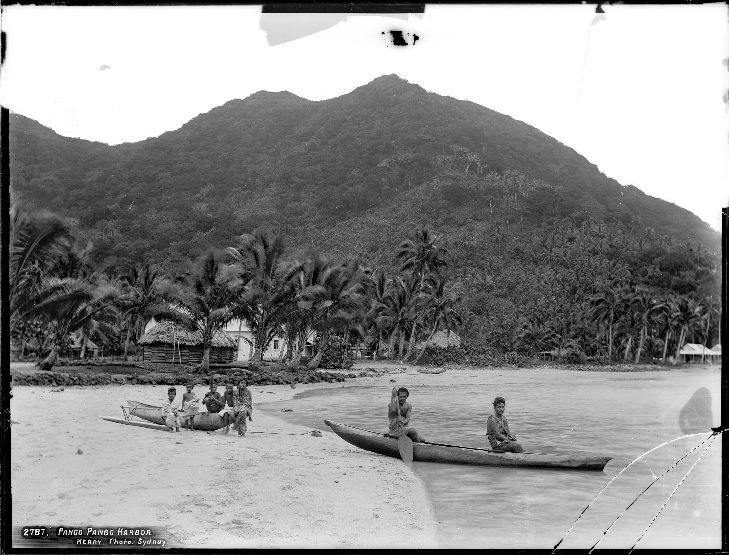 Glass plate negative of bridge in SÄmoa