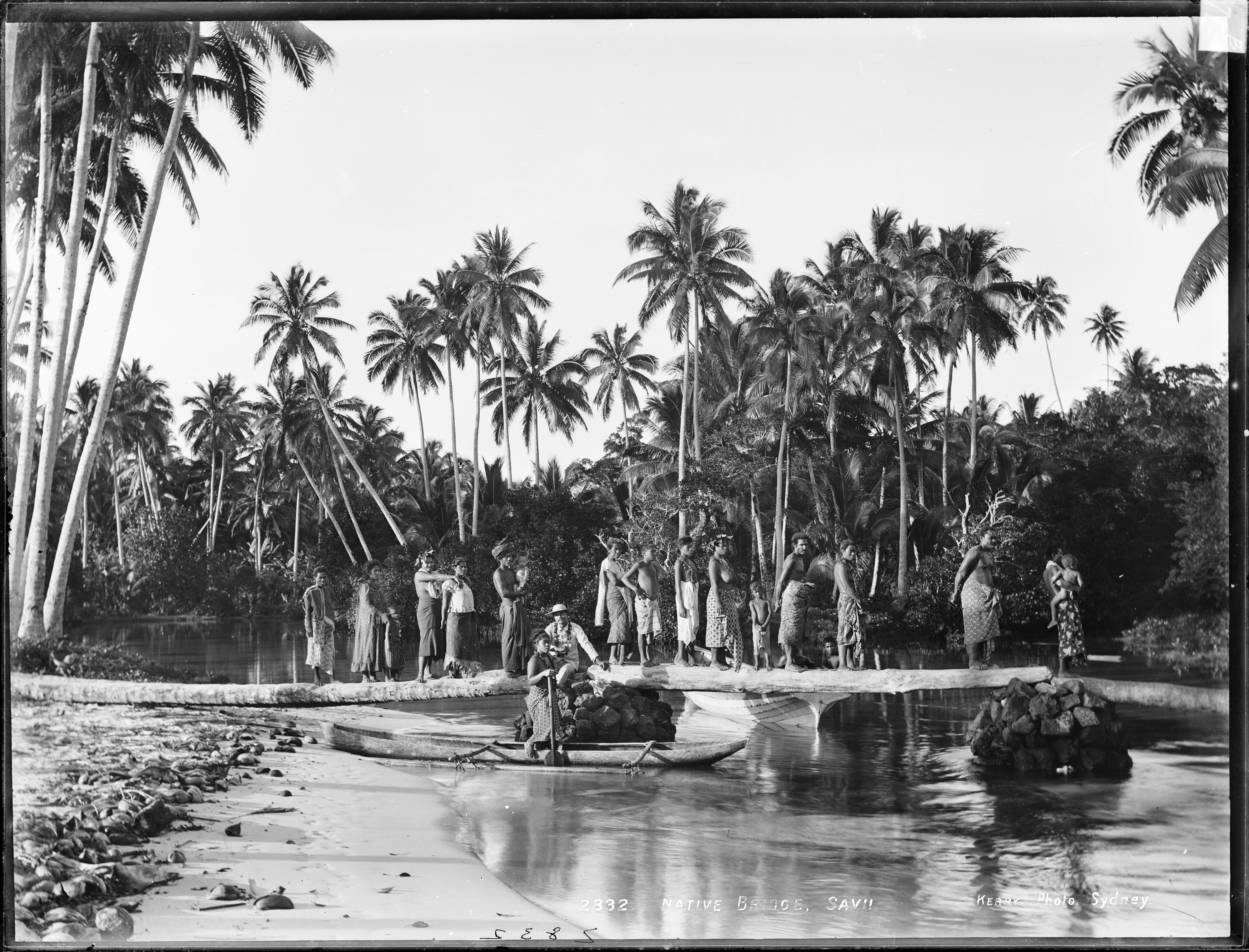 Glass plate negative of bridge in SÄmoa